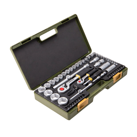 Complete socket set, 1/4" + 1/2" (65-piece)